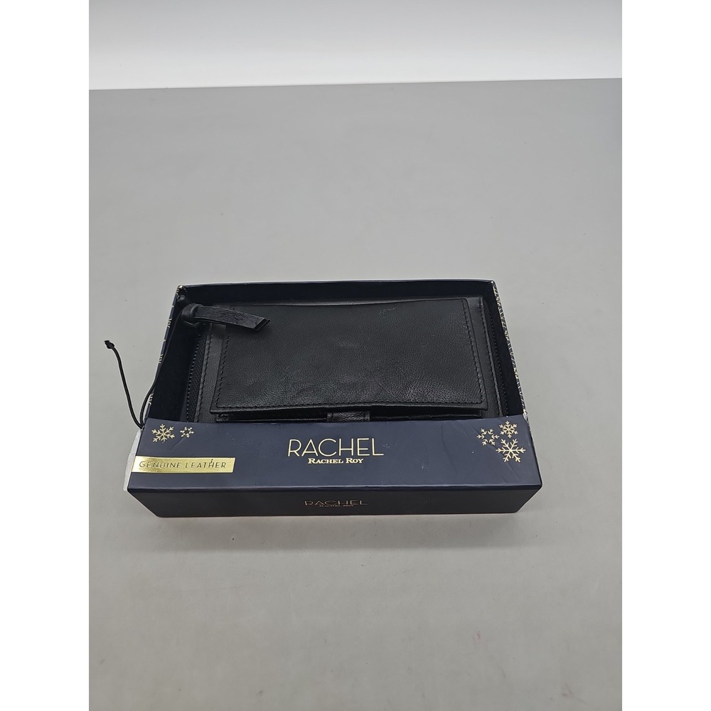 Rachel Roy Genuine Leather Cnvertable Zip Around Black  Wallet New In‎ Box